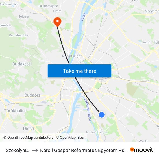 Székelyhíd Utca to Károli Gáspár Református Egyetem Pszichológiai Intézet map