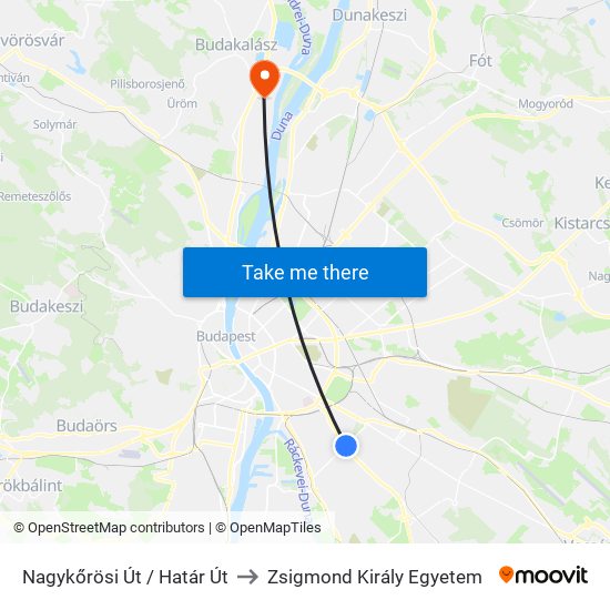 Nagykőrösi Út / Határ Út to Zsigmond Király Egyetem map