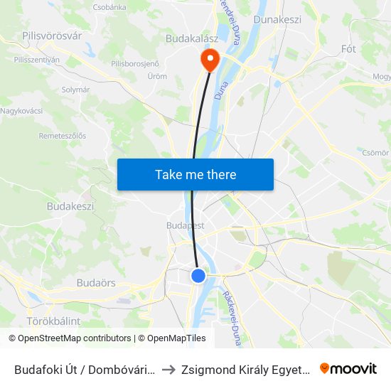 Budafoki Út / Dombóvári Út to Zsigmond Király Egyetem map