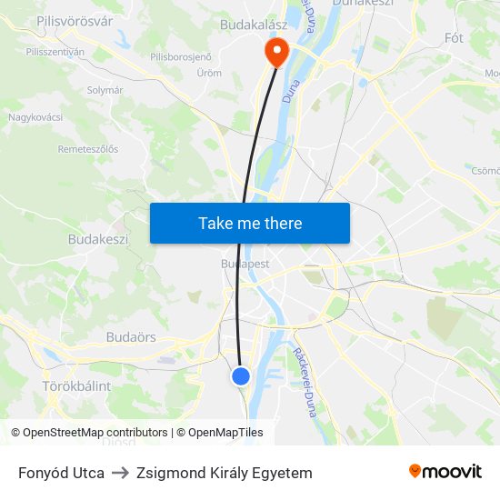 Fonyód Utca to Zsigmond Király Egyetem map