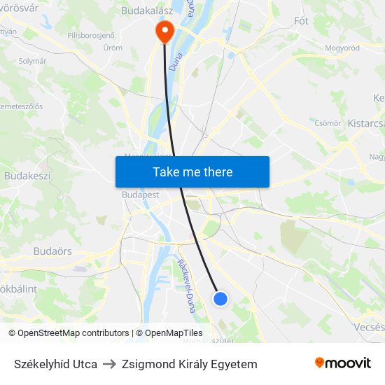 Székelyhíd Utca to Zsigmond Király Egyetem map