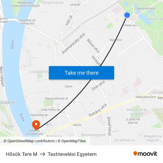 Hősök Tere M to Testnevelési Egyetem map