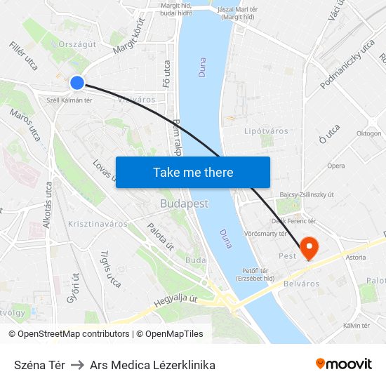 Széna Tér to Ars Medica Lézerklinika map