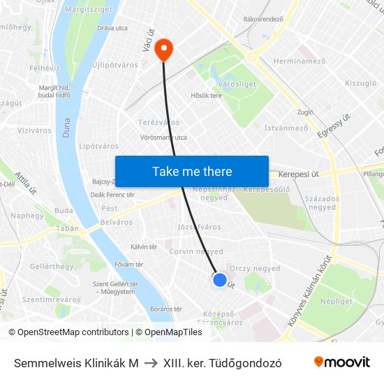 Semmelweis Klinikák M to XIII. ker. Tüdőgondozó map