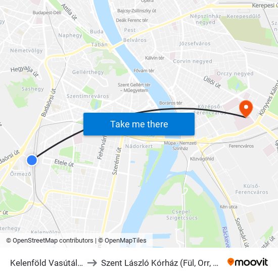 Kelenföld Vasútállomás to Szent László Kórház (Fül, Orr, Gégészet) map