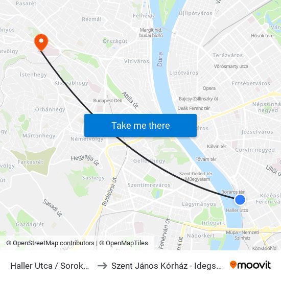 Haller Utca / Soroksári Út to Szent János Kórház - Idegsebészet map