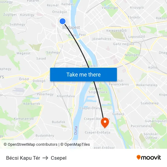 Bécsi Kapu Tér to Csepel map