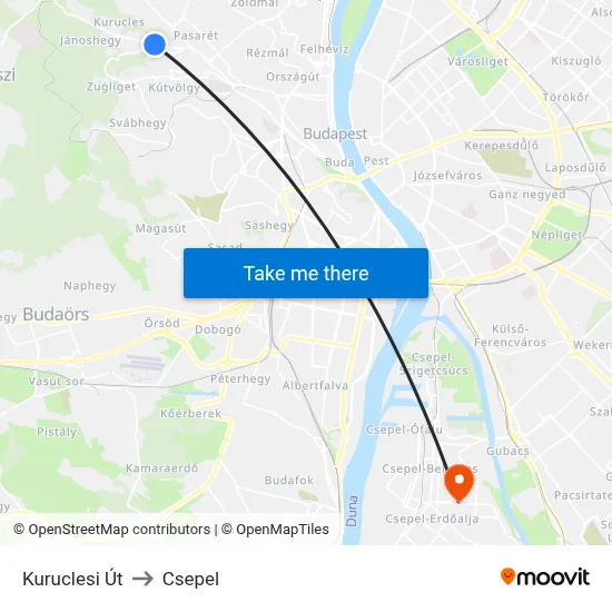Kuruclesi Út to Csepel map