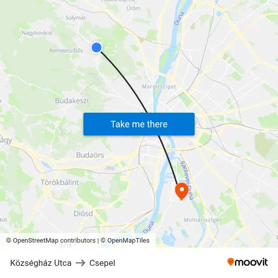 Községház Utca to Csepel map