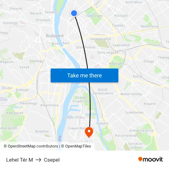Lehel Tér M to Csepel map
