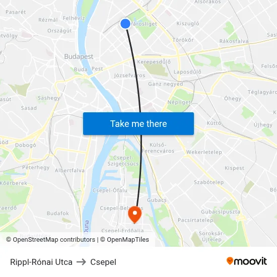 Rippl-Rónai Utca to Csepel map