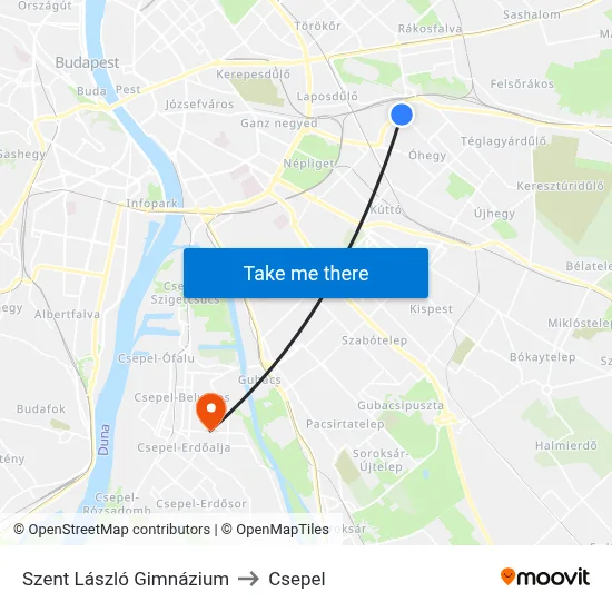 Szent László Gimnázium to Csepel map