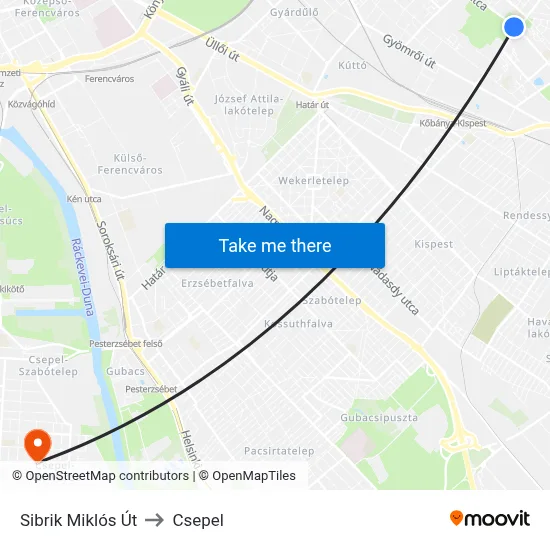 Sibrik Miklós Út to Csepel map
