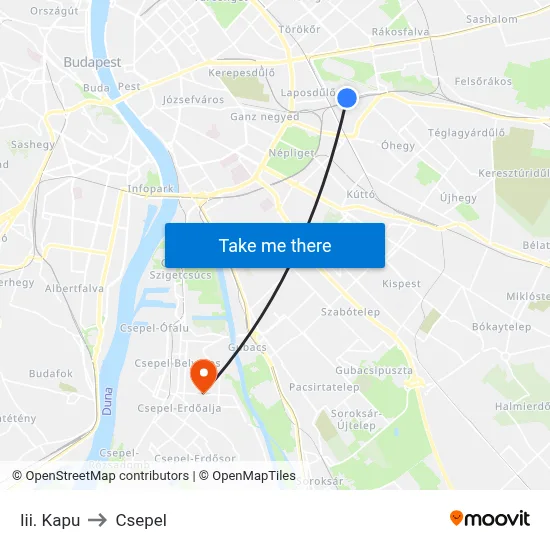 Iii. Kapu to Csepel map