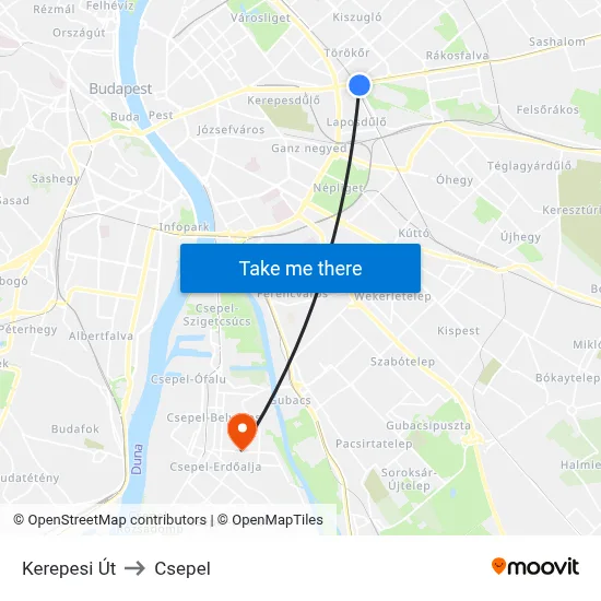 Kerepesi Út to Csepel map