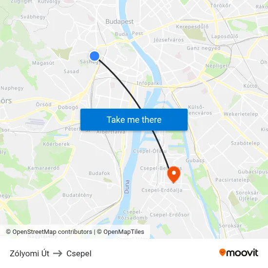 Zólyomi Út to Csepel map