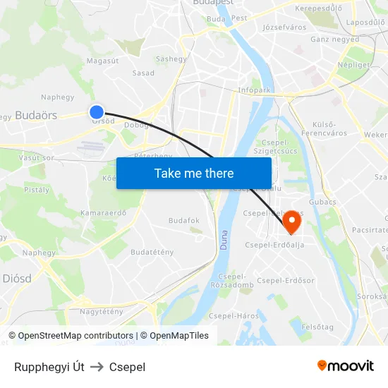 Rupphegyi Út to Csepel map