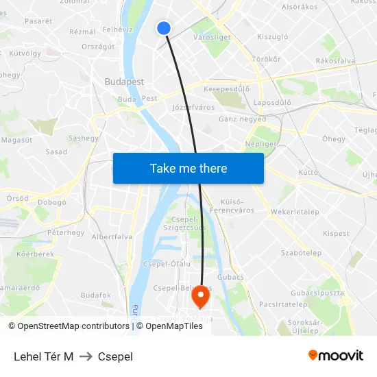 Lehel Tér M to Csepel map