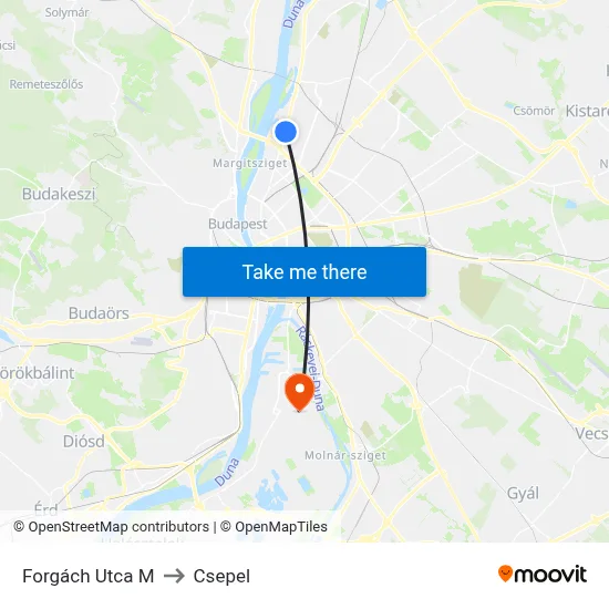 Forgách Utca M to Csepel map