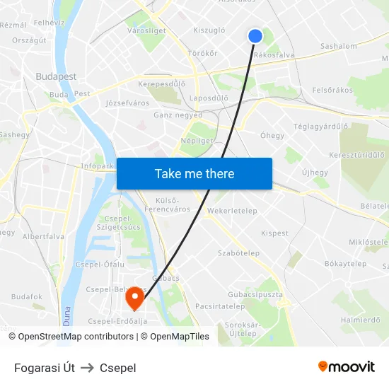 Fogarasi Út to Csepel map