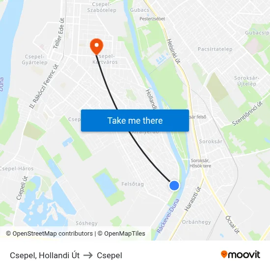 Csepel, Hollandi Út to Csepel map