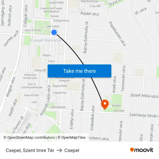 Csepel, Szent Imre Tér to Csepel map