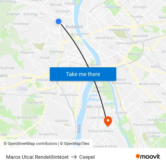 Maros Utcai Rendelőintézet to Csepel map