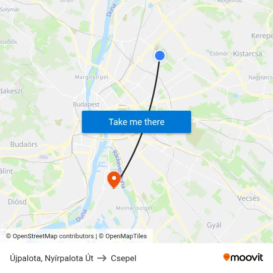 Újpalota, Nyírpalota Út to Csepel map