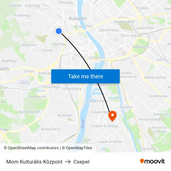 Mom Kulturális Központ to Csepel map