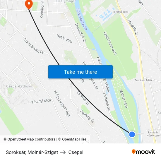 Soroksár, Molnár-Sziget to Csepel map