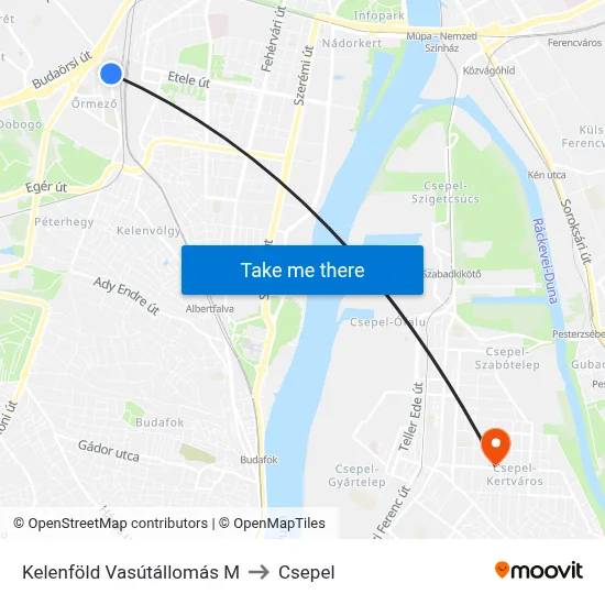 Kelenföld Vasútállomás M to Csepel map