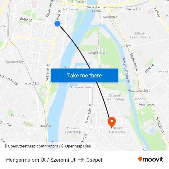 Hengermalom Út / Szerémi Út to Csepel map