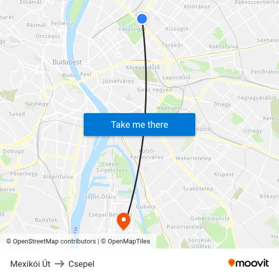 Mexikói Út to Csepel map