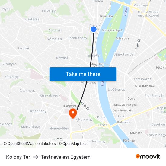 Kolosy Tér to Testnevelési Egyetem map