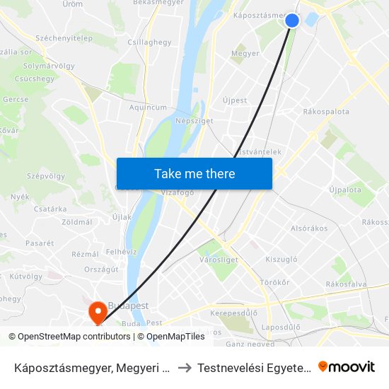 Káposztásmegyer, Megyeri Út to Testnevelési Egyetem map