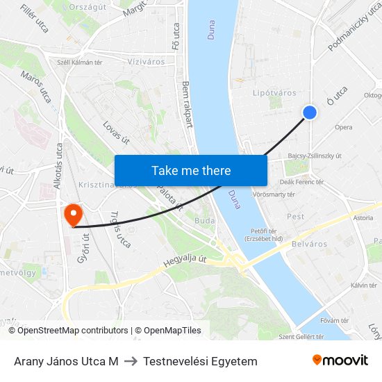 Arany János Utca M to Testnevelési Egyetem map