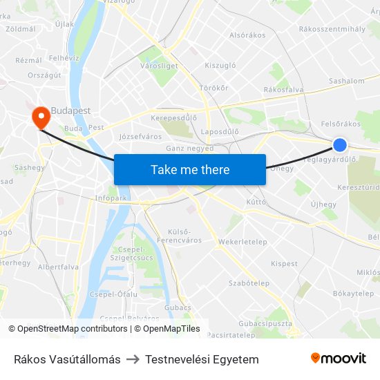 Rákos Vasútállomás to Testnevelési Egyetem map