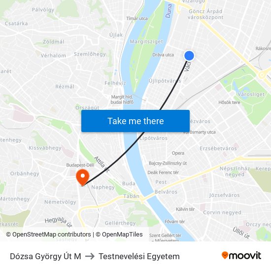 Dózsa György Út M to Testnevelési Egyetem map