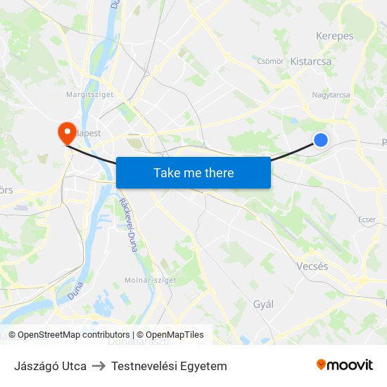 Jászágó Utca to Testnevelési Egyetem map