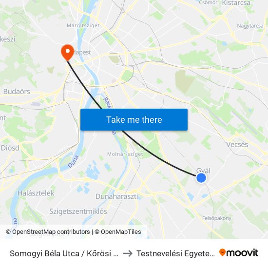 Somogyi Béla Utca / Kőrösi Út to Testnevelési Egyetem map