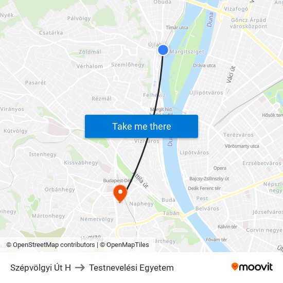 Szépvölgyi Út H to Testnevelési Egyetem map