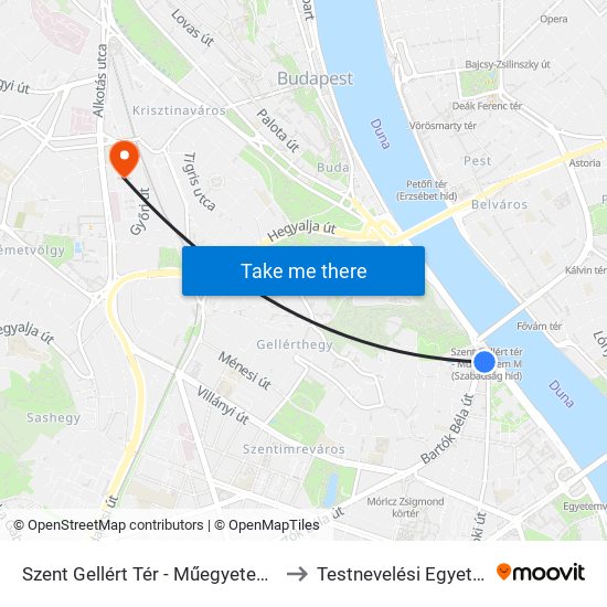 Szent Gellért Tér - Műegyetem M to Testnevelési Egyetem map