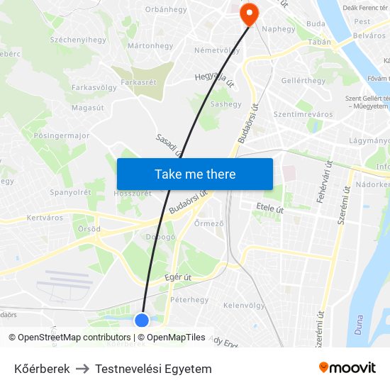 Kőérberek to Testnevelési Egyetem map