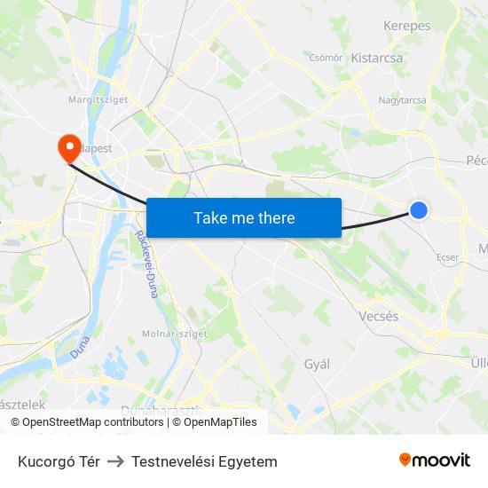 Kucorgó Tér to Testnevelési Egyetem map