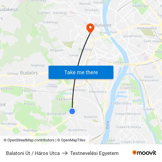 Balatoni Út / Háros Utca to Testnevelési Egyetem map