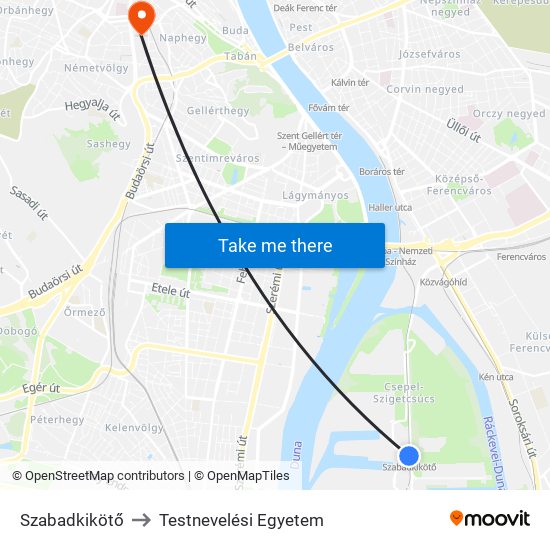 Szabadkikötő to Testnevelési Egyetem map