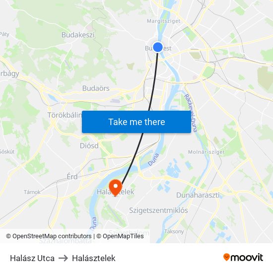 Halász Utca to Halásztelek map