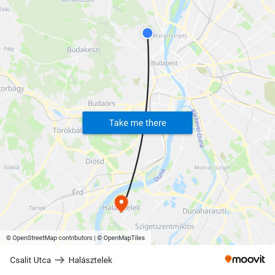 Csalit Utca to Halásztelek map