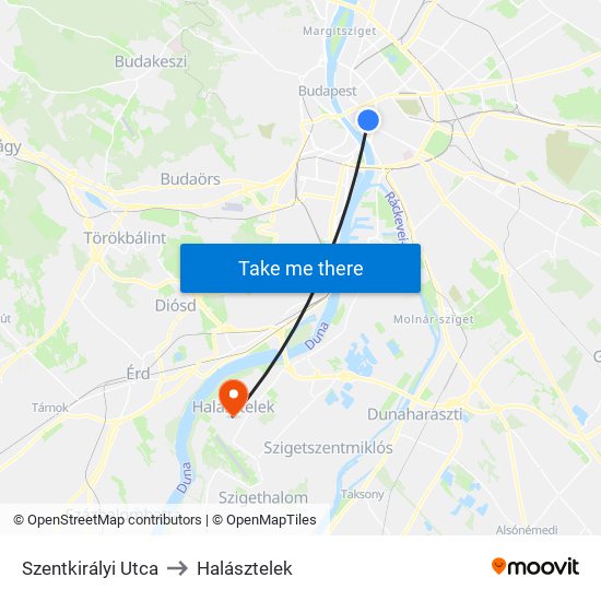 Szentkirályi Utca to Halásztelek map