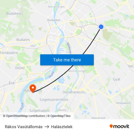 Rákos Vasútállomás to Halásztelek map